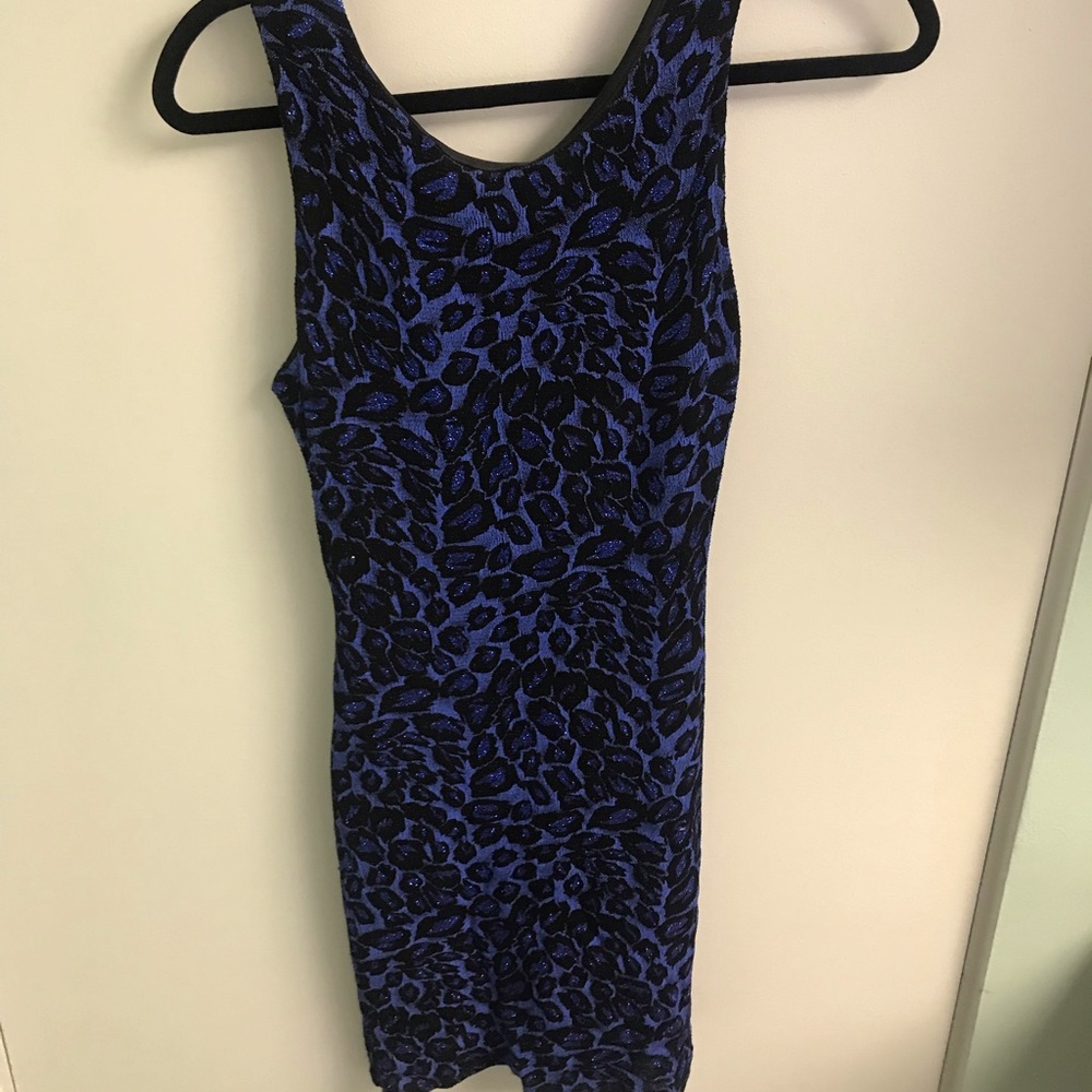 Blue Sparkle Leopard mini dress